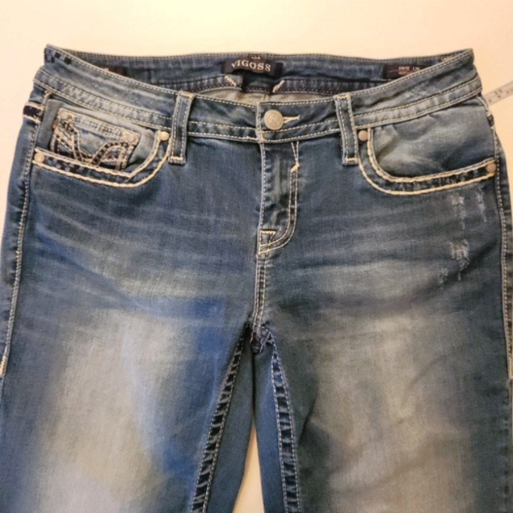 Vigoss Dublin Crop Straight Jeans Women's Size 11/12 Heritage Fit Thick Stitch - Picture 3 of 12
